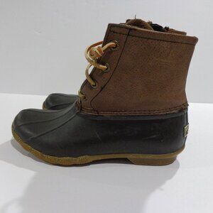 Sperry Sweetwater Women's Waterproof Duck Boots Brown Black‎ Side Zip Size 6